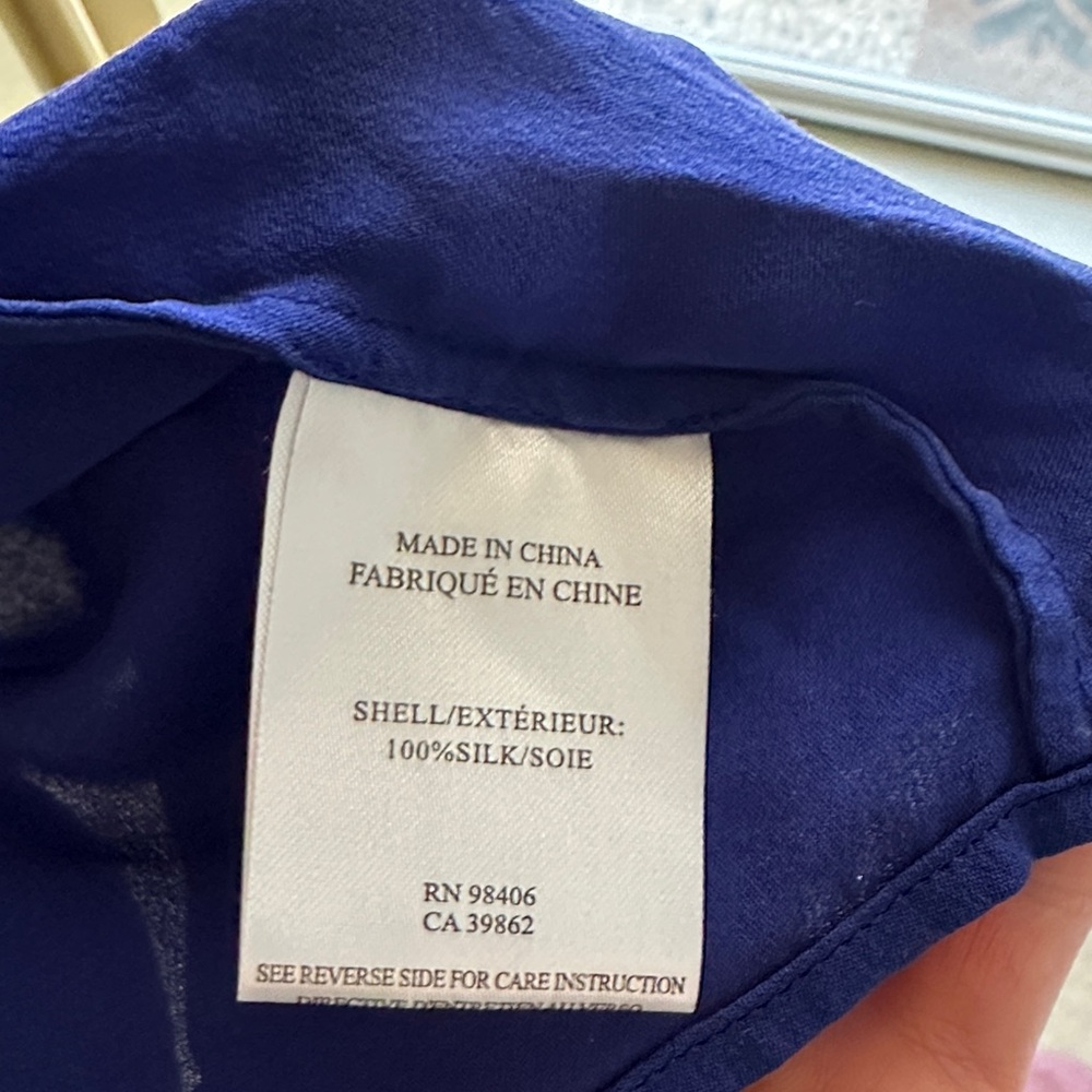 **Vintage** 100% Silk Theory Cobalt Blue Sleeveless Blouse - Picture 3 of 5